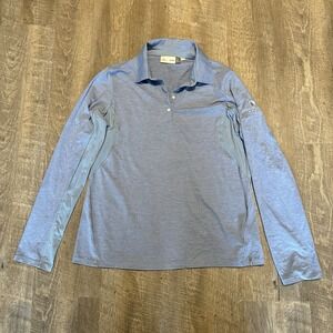 KJUS Women's Elena Cooling Polo Long Sleeve Blue 40L UPF 50+‎